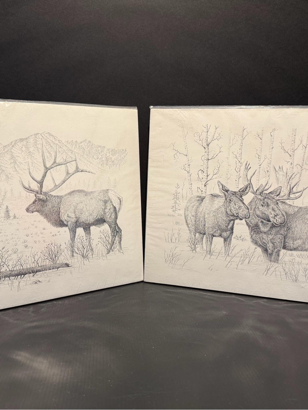 Vintage Rory Morgan Signed Limited Edition Wildlife Prints Set - Elk & Moose